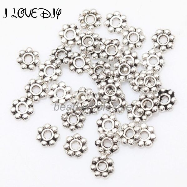 

1000pcs tibetan silver flower spacer beads round metal daisy wheel spacers 4mm for jewelry making, Black