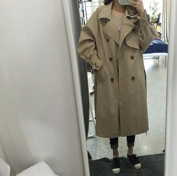 women trench coat autumn women's long sleeve double breasted loose long autumn blend coat chic casual female windbreaker, Tan;black
women trench coat autumn women's long sleeve double breasted loose long autumn blend coat chic casual female windbreaker, Tan;black