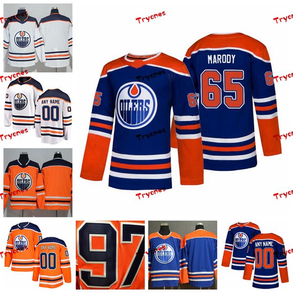 

2019 customize cooper marody edmonton oilers stitched jerseys custom alternate blue shirts #65 cooper marody hockey jerseys s-xxxl, Black;red