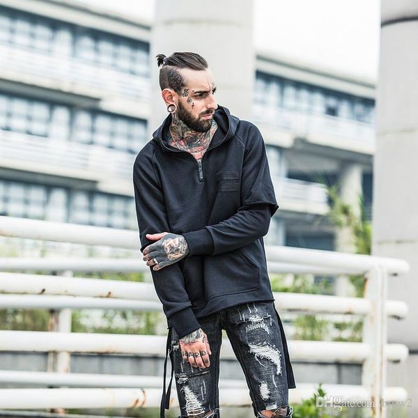 2017 winter fake 2pcs side ribbon unlock hem streetwear mens hoodies blank hip hop sweatshirt men dark grey, Black
2017 winter fake 2pcs side ribbon unlock hem streetwear mens hoodies blank hip hop sweatshirt men dark grey, Black
