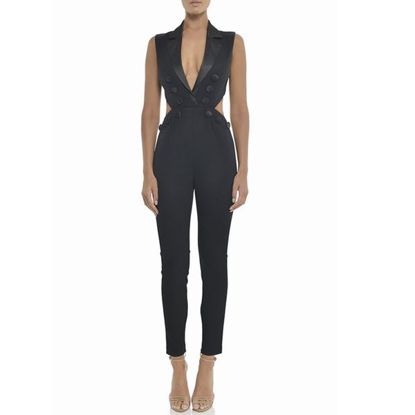 2019 new celebrity black two 2 pieces button sleeveless jumpsuit zipper v neck night out party solid women bodycon clubwear, Black;white
2019 new celebrity black two 2 pieces button sleeveless jumpsuit zipper v neck night out party solid women bodycon clubwear, Black;white