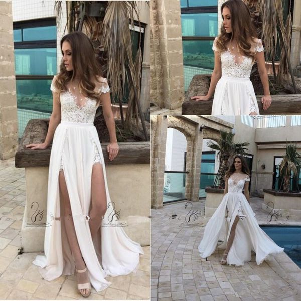 2019 berta lace chiffon elegant split summer beach a-line wedding dresses custom make sheer cap sleeve bridal wedding gown 312, White
2019 berta lace chiffon elegant split summer beach a-line wedding dresses custom make sheer cap sleeve bridal wedding gown 312, White