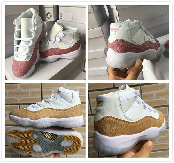 11 wmns metallic gold pink white vast grey men women basketball shoes good quality 11s jumpman ladies mens trainer sneakers, White;red
11 wmns metallic gold pink white vast grey men women basketball shoes good quality 11s jumpman ladies mens trainer sneakers, White;red