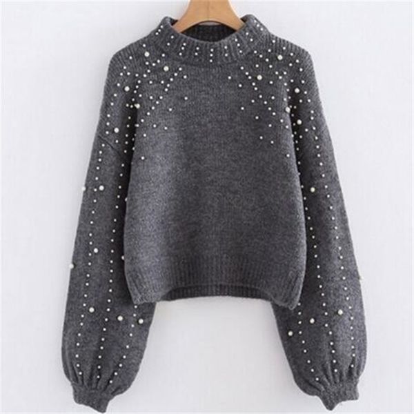 new pull femme solid color pearl sweater women pullover fashion o neck lantern sleeve women short knitted sweaters woman jumper, White;black
new pull femme solid color pearl sweater women pullover fashion o neck lantern sleeve women short knitted sweaters woman jumper, White;black