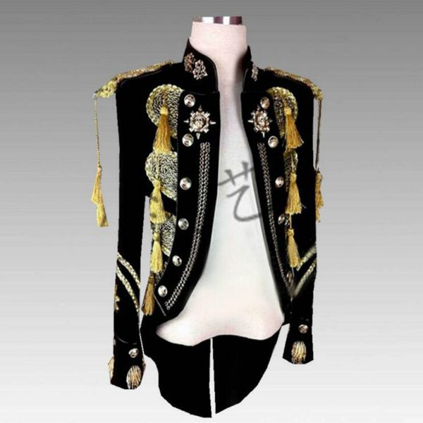 2019 new men's court swallowtail suit dress bar male singer tassel uniform costume, White;black
2019 new men's court swallowtail suit dress bar male singer tassel uniform costume, White;black