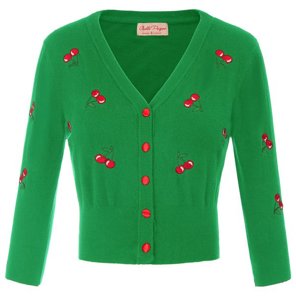 belle poque women coat cherry embroidery cropped coat v neck buttons bolero shrug stretch ladies sweater, Black;brown
belle poque women coat cherry embroidery cropped coat v neck buttons bolero shrug stretch ladies sweater, Black;brown