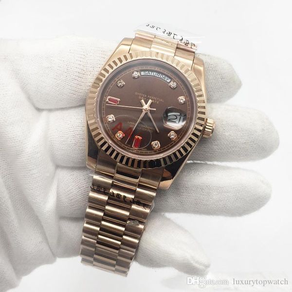 high-quality asian 2813 automatic movement 36mm big diamonds rose case sapphire watch daydate 228206 316l original strap wristwat, Slivery;brown
high-quality asian 2813 automatic movement 36mm big diamonds rose case sapphire watch daydate 228206 316l original strap wristwat, Slivery;brown