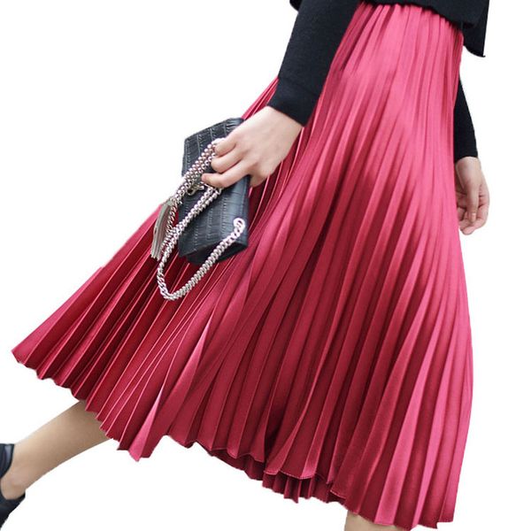 2018 vintage women pleated long skirt metal color a-line high waist skirt spring summer maxi skirts saia faldas high quality, Black
2018 vintage women pleated long skirt metal color a-line high waist skirt spring summer maxi skirts saia faldas high quality, Black