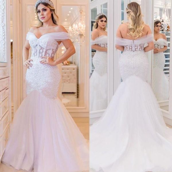 2020 african illusion wedding dresses beaded mermaid bridal gown plus size bride trumplet backless robes de mariée saudi arabia, White
2020 african illusion wedding dresses beaded mermaid bridal gown plus size bride trumplet backless robes de mariée saudi arabia, White
