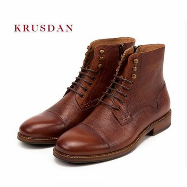 krusdan new fashion winter snow riding men boots brown genuine leather ankle boots high shoes men zip motorcycle flats, Black
krusdan new fashion winter snow riding men boots brown genuine leather ankle boots high shoes men zip motorcycle flats, Black