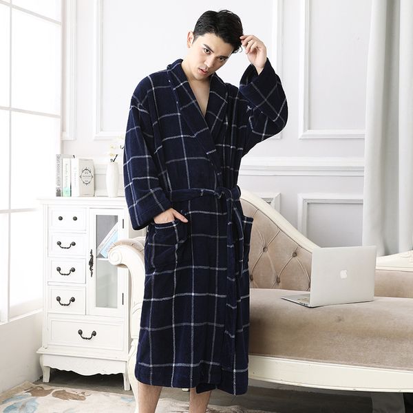 navy blue man warm bath robe winter plaid plus size long flannel bathrobe cozy kimono robes dressing gown men sleepwear, Black;brown
navy blue man warm bath robe winter plaid plus size long flannel bathrobe cozy kimono robes dressing gown men sleepwear, Black;brown