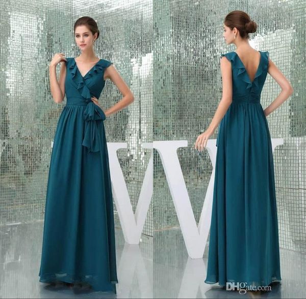 2019 designed wave v neck chiffon bridesmaid dresses peacock blue cut backless maid of honor gown bc1924, White;pink 
2019 designed wave v neck chiffon bridesmaid dresses peacock blue cut backless maid of honor gown bc1924, White;pink