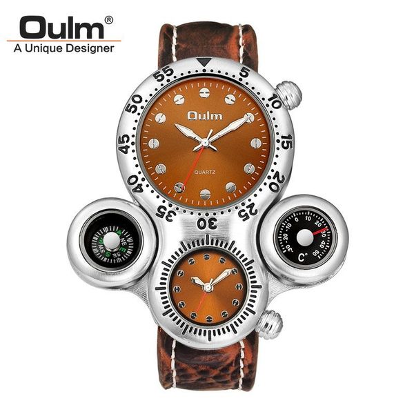 oulm ou lai men's watch luxury compass thermometer watch belt casual quartz watch, Slivery;brown
oulm ou lai men's watch luxury compass thermometer watch belt casual quartz watch, Slivery;brown