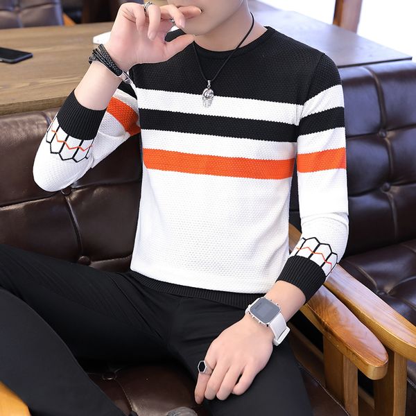 casual men sweater color block patchwork o neck long sleeve knitted sweaters blouse for warm men's clothing striped c251, White;black
casual men sweater color block patchwork o neck long sleeve knitted sweaters blouse for warm men's clothing striped c251, White;black
