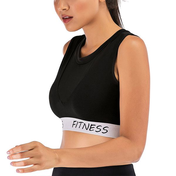 sports bras for women breathable running yoga fitness clothes round neck vest with pad ena88, White;black
sports bras for women breathable running yoga fitness clothes round neck vest with pad ena88, White;black
