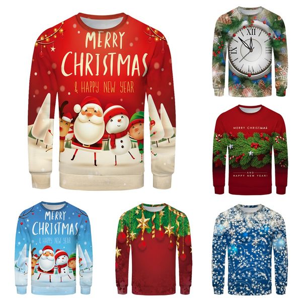 christmas couple's 3d printed long-sleeved sweater with round collar blouse, White;black
christmas couple's 3d printed long-sleeved sweater with round collar blouse, White;black