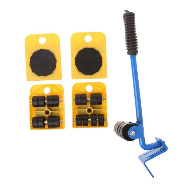 

household trolley lift and mobile slide kit 4 pc wheels and 1 pc lifter carrier furniture rail mover wheel yellow