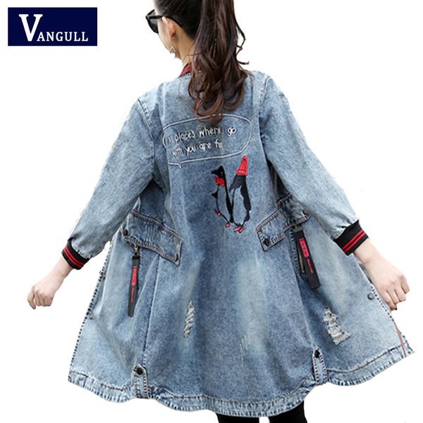 vangull penguin embroidery denim jacket coat spring long ripped denim jacket women plus size jeans women 2019 new, Black;brown
vangull penguin embroidery denim jacket coat spring long ripped denim jacket women plus size jeans women 2019 new, Black;brown