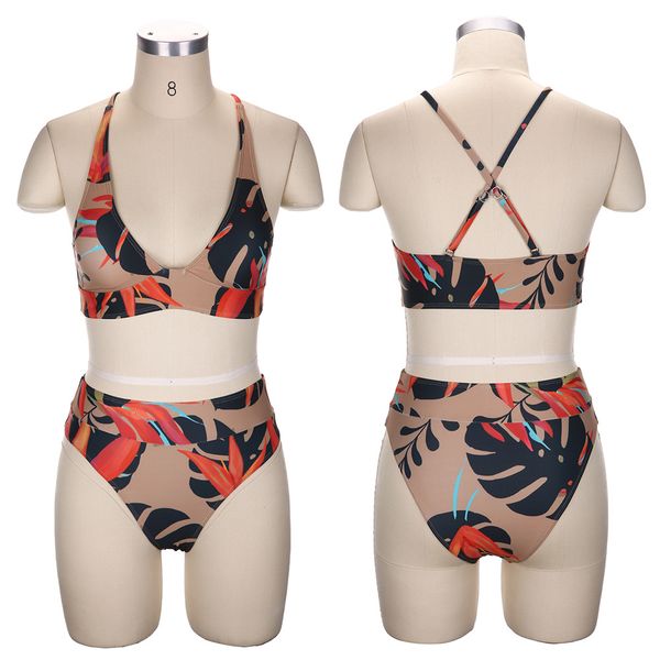 new fast selling bikini printed high waist conservative split swimming suit for women in europe and america, White;black
new fast selling bikini printed high waist conservative split swimming suit for women in europe and america, White;black