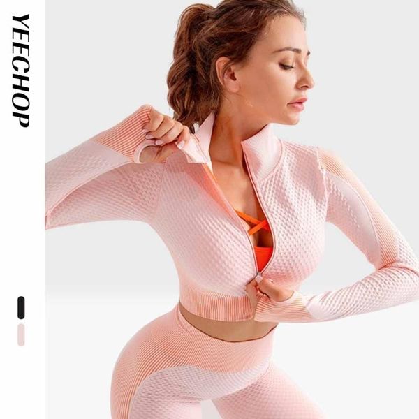 yeechop crop women gym sport yoga workout for women long sleeve zipper seamless yoga shirts fitness clothing, White;red
yeechop crop women gym sport yoga workout for women long sleeve zipper seamless yoga shirts fitness clothing, White;red