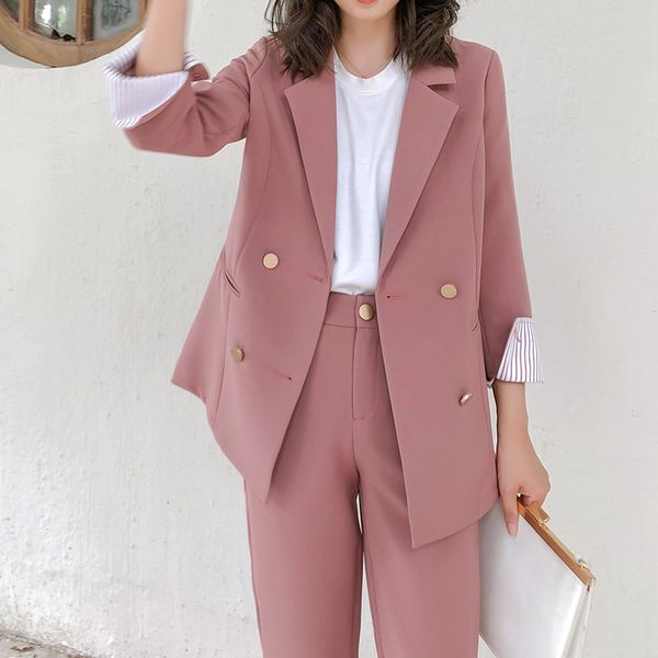 new temperament women's pant suits blazer long double-breasted solid color casual suit pink blazer jacket female fenimino bomber, White;black
new temperament women's pant suits blazer long double-breasted solid color casual suit pink blazer jacket female fenimino bomber, White;black