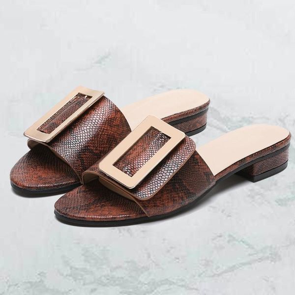 women buckles snake grain peep toe slippers sandals hoof heels elegant shoes bohemian slope heel sandals metal square slippers, Black
women buckles snake grain peep toe slippers sandals hoof heels elegant shoes bohemian slope heel sandals metal square slippers, Black