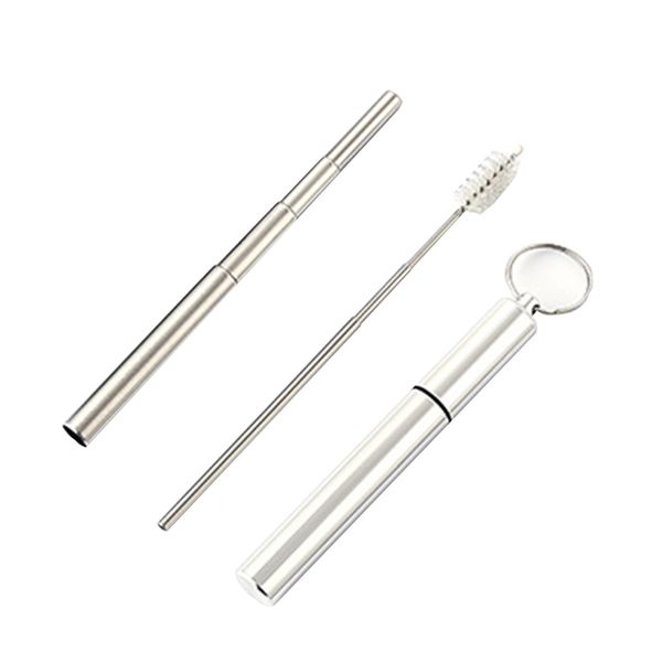 silver reusable stainless steel straw drinking tubules + metal tube foldable clean brush bar accessories
silver reusable stainless steel straw drinking tubules + metal tube foldable clean brush bar accessories