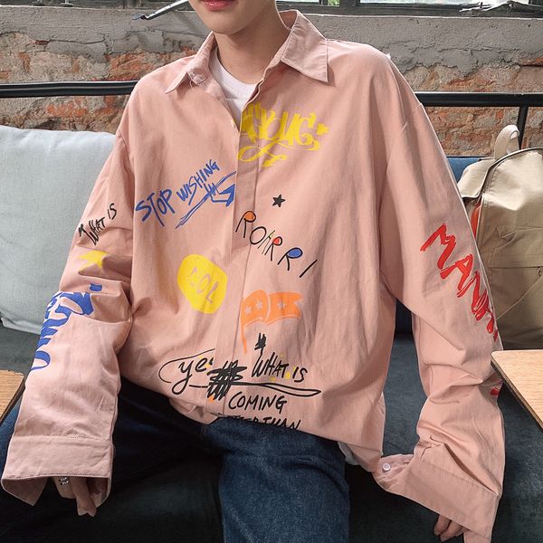 2019 spring new japanese college wind men's casual long-sleeved trend hip-hop couple text printing shirt large size party, White;black
2019 spring new japanese college wind men's casual long-sleeved trend hip-hop couple text printing shirt large size party, White;black