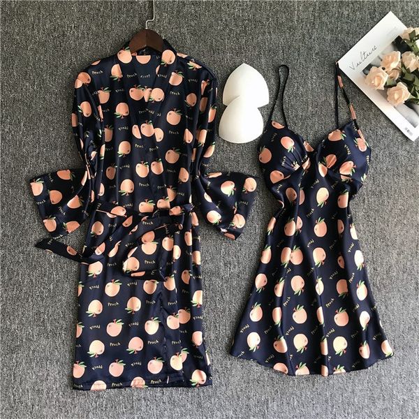 spring summer women silk robe & gown sets 2 pcs satin sleep dress sleeveless flower print female nightgowns with chest pads, Black;red
spring summer women silk robe & gown sets 2 pcs satin sleep dress sleeveless flower print female nightgowns with chest pads, Black;red