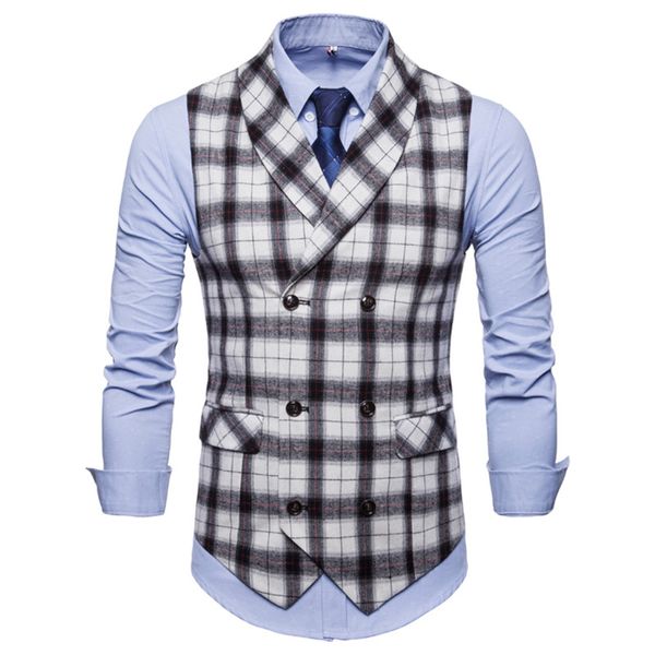 2019 autumn and winter new men's casual plaid green fruit collar vest men's self-cultivation double-breasted plaid suit vest, Black;white
2019 autumn and winter new men's casual plaid green fruit collar vest men's self-cultivation double-breasted plaid suit vest, Black;white