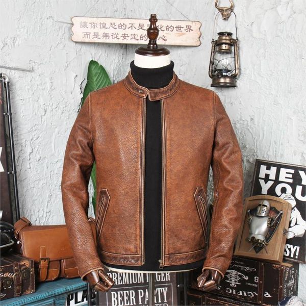 genuine leather clothes leather jacket men's handsome head layer pure thick nappa stand collar/short jacket cow, Black
genuine leather clothes leather jacket men's handsome head layer pure thick nappa stand collar/short jacket cow, Black