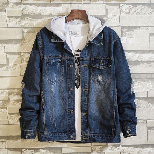 2019 autumn new men's denim jacket casual hooded jacket men vintage hole fashion mens coats casacas para hombre preppy style, Black;brown
2019 autumn new men's denim jacket casual hooded jacket men vintage hole fashion mens coats casacas para hombre preppy style, Black;brown