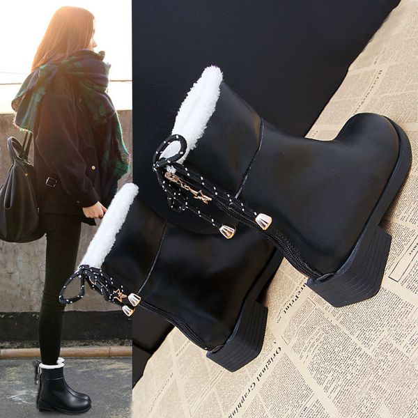 shoes white mid-calf boots booties woman 2019 low heel back zip lace up boots-women round toe zipper winter footwear luxury, Black
shoes white mid-calf boots booties woman 2019 low heel back zip lace up boots-women round toe zipper winter footwear luxury, Black