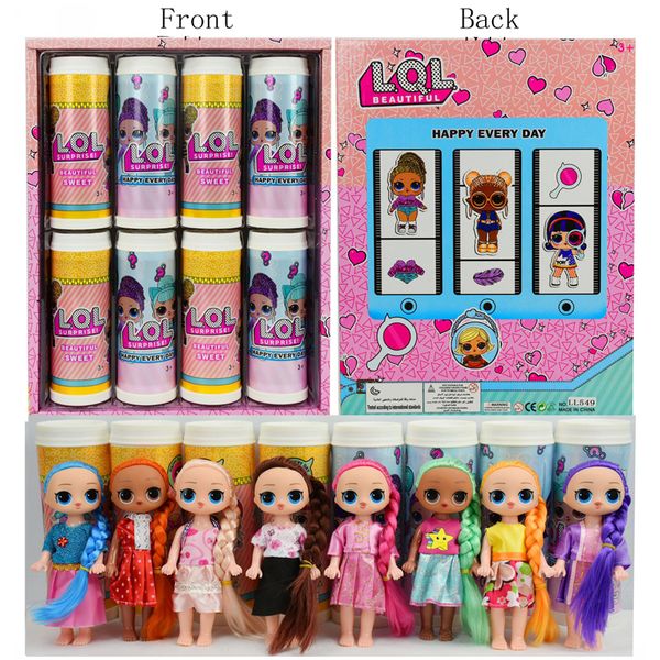 New Arrival 6inch Fashion Doll Toys Dress Barbie Doll Toys 8pcs/box Kids Christmas Blind Box Gifts Hair Doll Toys 8 Colors Mix