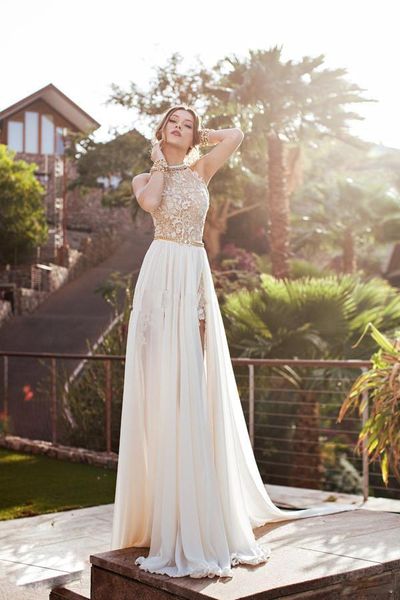 backless summer beach wedding dresses 2019 new halter beaded crystal chiffon lace side split julie vino bridal gowns dresses 465, White
backless summer beach wedding dresses 2019 new halter beaded crystal chiffon lace side split julie vino bridal gowns dresses 465, White