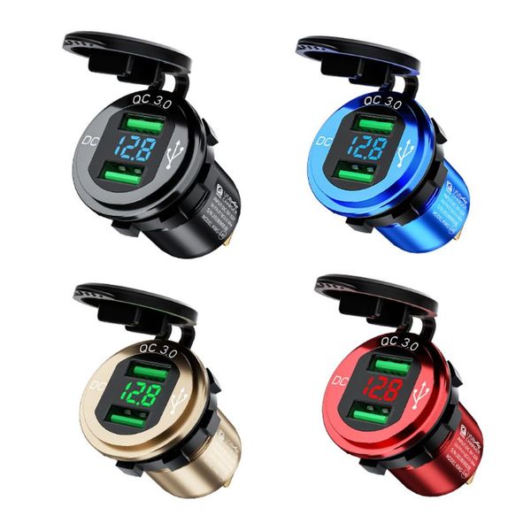 12v/24v 18w aluminum waterproof dual qc3.0 usb fast charger socket power outlet with led voltmeter for car marine truck
12v/24v 18w aluminum waterproof dual qc3.0 usb fast charger socket power outlet with led voltmeter for car marine truck
