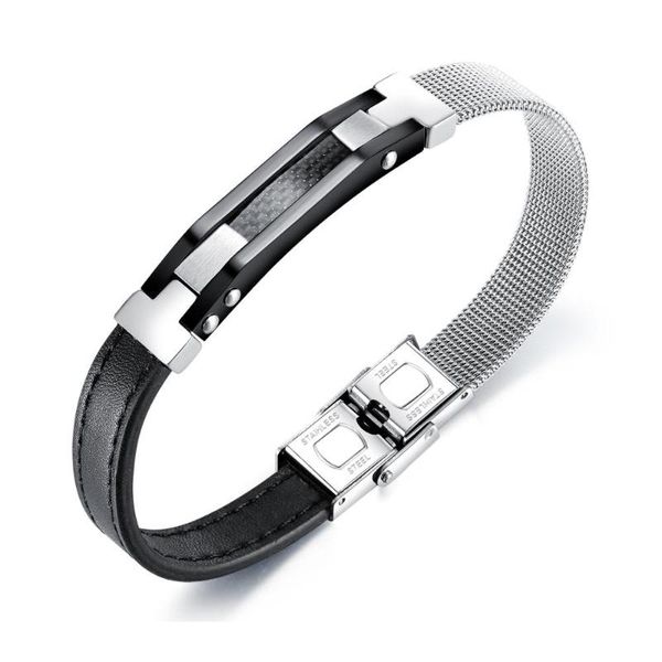 punk black leather bracelet men 2020 stainless steel mesh belt asymmetry cuff armband accessories jewelry pulsera cuero hombre, Golden;silver
punk black leather bracelet men 2020 stainless steel mesh belt asymmetry cuff armband accessories jewelry pulsera cuero hombre, Golden;silver