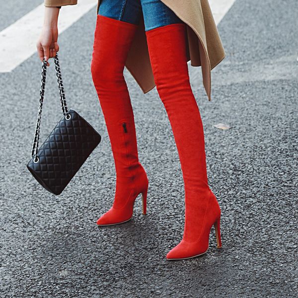 aiweiyi faux suede knee high boots for women black red ladies wedding shoes stretch fabric autumn winter shoes woman botas
aiweiyi faux suede knee high boots for women black red ladies wedding shoes stretch fabric autumn winter shoes woman botas
