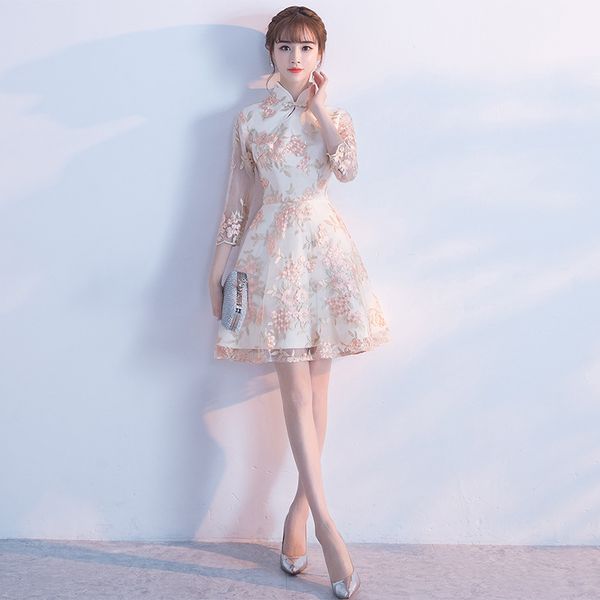 new traditional chinese dress qipao ladies evening dresses vintage cheongsam women bride short cheongsam modern dress size s-3xl, Red
new traditional chinese dress qipao ladies evening dresses vintage cheongsam women bride short cheongsam modern dress size s-3xl, Red