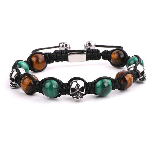 men jewelry bracelet stainless steel skull charm natural stone braided beads bracelet for men, Black
men jewelry bracelet stainless steel skull charm natural stone braided beads bracelet for men, Black