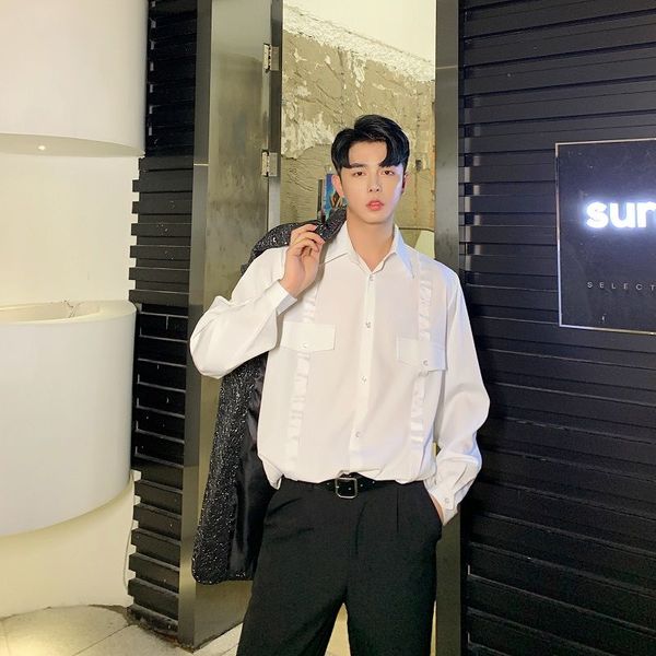men's casual shirts long-sleeved shirt 2021 spring and summer loose young personality fashion clothing, White;black
men's casual shirts long-sleeved shirt 2021 spring and summer loose young personality fashion clothing, White;black