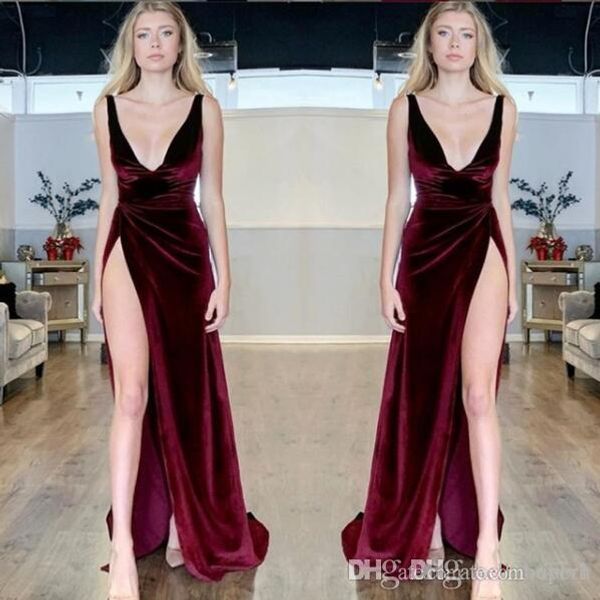 velvet burgundy sheath prom dresses 2019 african vestidos de fiesta long arabic evening gowns special occasion dresses split front, Black
velvet burgundy sheath prom dresses 2019 african vestidos de fiesta long arabic evening gowns special occasion dresses split front, Black