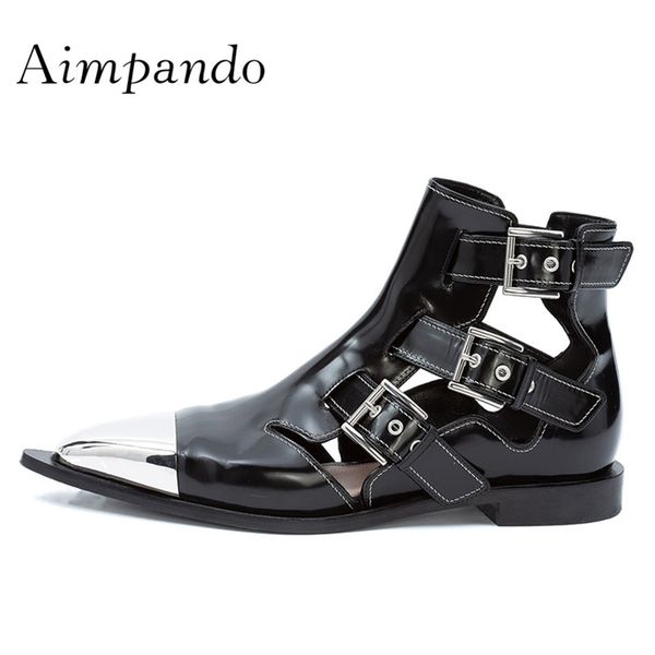 2019 punk style ankle boots woman silver metal pointed toe rivet cut out ankle strap flat boots women fashion summe, Black
2019 punk style ankle boots woman silver metal pointed toe rivet cut out ankle strap flat boots women fashion summe, Black