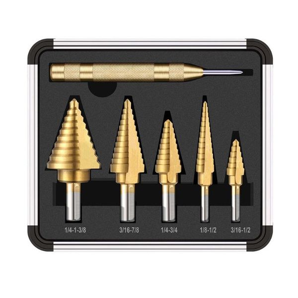 mti-drill set 6pcs step drill / 5pc inch step drill / aluminum box inch center punch set 6 sets
mti-drill set 6pcs step drill / 5pc inch step drill / aluminum box inch center punch set 6 sets