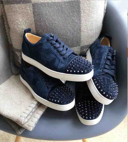 navy blue suede spiked red bottom sneaker men shoes round-toe velvets suede calfskin ,women rivets trainers junior spiked flat good quality, Black
navy blue suede spiked red bottom sneaker men shoes round-toe velvets suede calfskin ,women rivets trainers junior spiked flat good quality, Black
