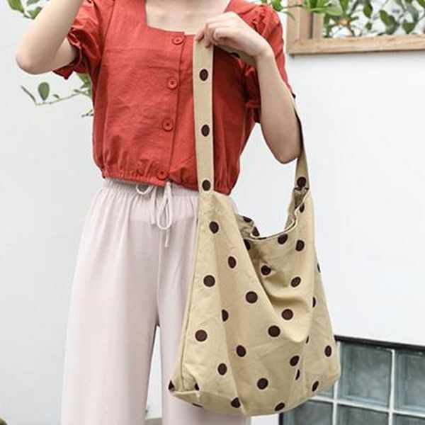 2020 new simple polka dot canvas bag simple small fresh cute shoulder bag sen literary student
2020 new simple polka dot canvas bag simple small fresh cute shoulder bag sen literary student