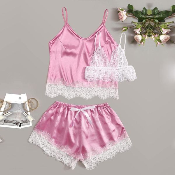2019 sleep wear women bow sleepwear sleeveless strap nightwear lace trim satin cami pajama sets femme lingerie pyjamas, Black;red
2019 sleep wear women bow sleepwear sleeveless strap nightwear lace trim satin cami pajama sets femme lingerie pyjamas, Black;red
