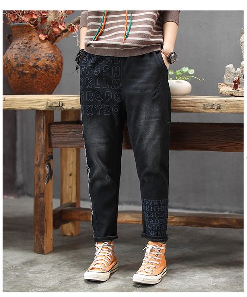 winter jeans women retro loose fleece warm denim pants ladies elastic waist embroidery bleached 2019 new trousers, Blue
winter jeans women retro loose fleece warm denim pants ladies elastic waist embroidery bleached 2019 new trousers, Blue