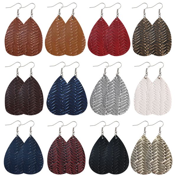 boho leather teardrop earrings: colorful woven pattern, lightweight oval drops for women - trendy summer statement accessory, Golden
boho leather teardrop earrings: colorful woven pattern, lightweight oval drops for women - trendy summer statement accessory, Golden