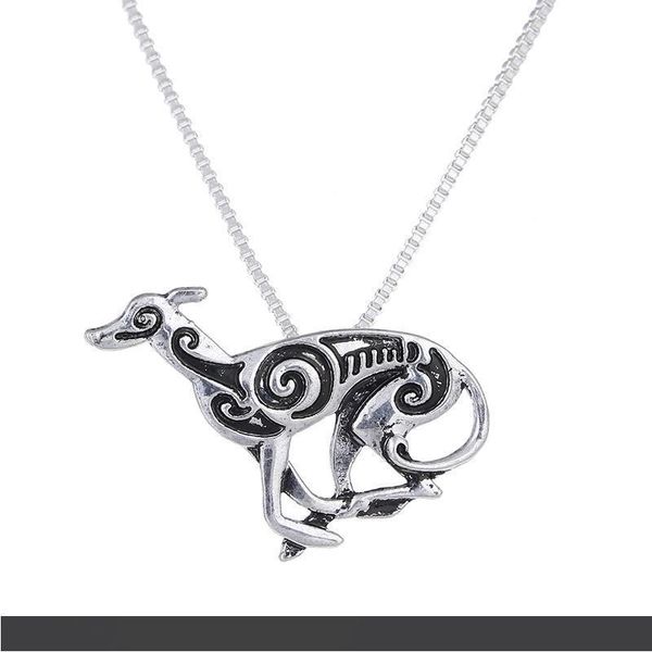 

заявление bijoux запуск greyhound ожерелье hound dog galgo серебряный кулон мода длинное ожерелье шарма choker хэллоуин подарок, Silver